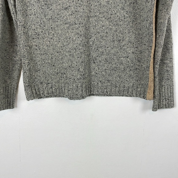 J Crew Women S Lambwool Blend Pullover Gold Side Strips Crew Neck Casual Sweater - Picture 5 of 8